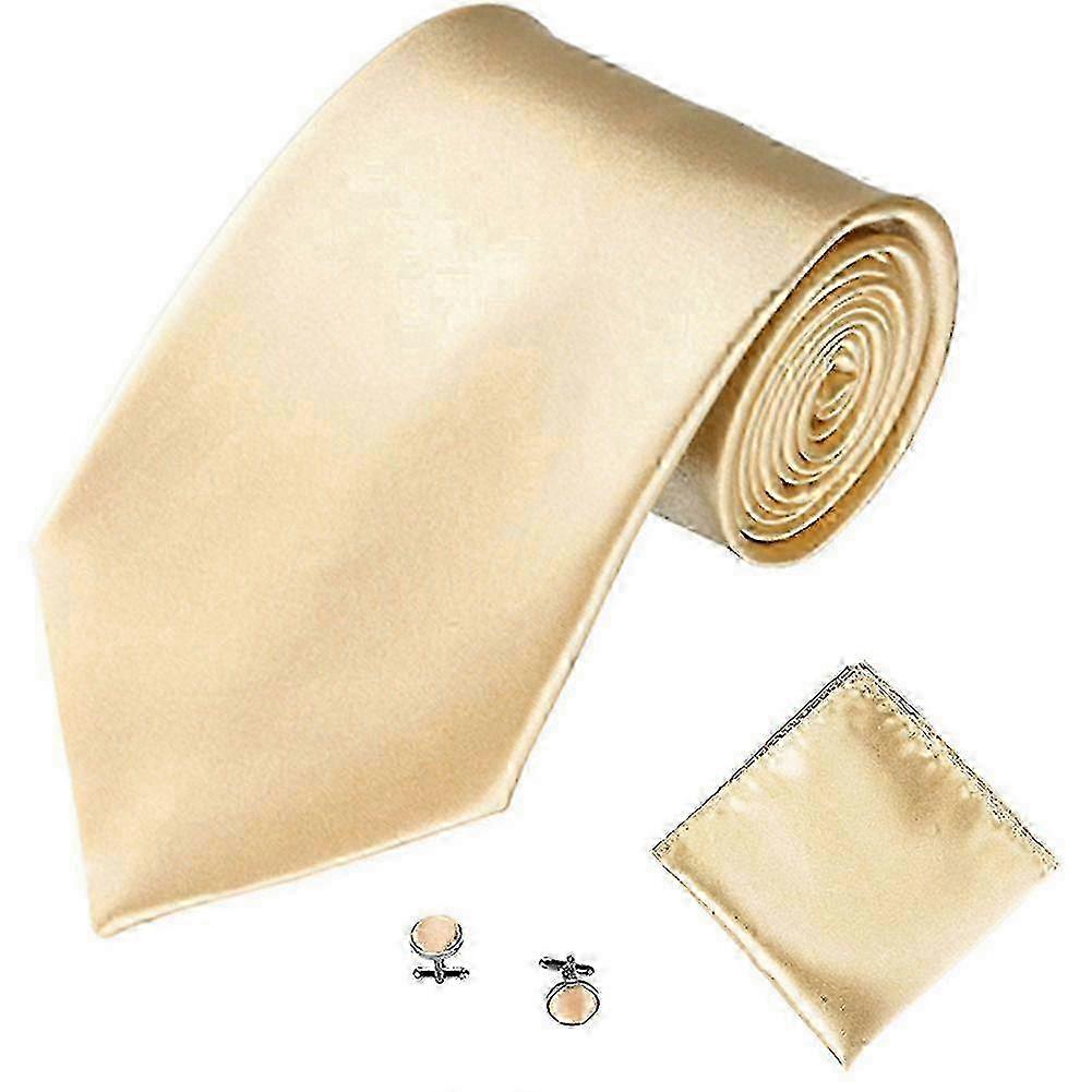 Men's Solid Color Suit Set with Tie, Cufflinks & Pocket Square - Stylish Formal Tuxedo Outfit