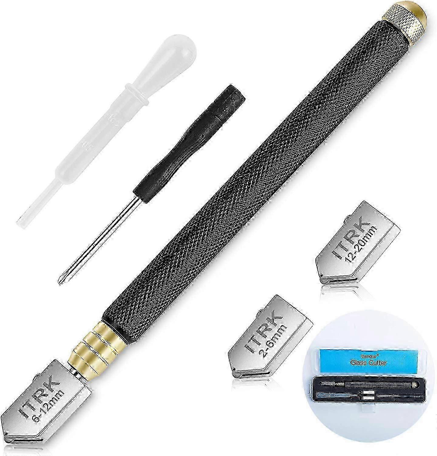 Glass cutter, 3 blade heads, smooth cutting and easy to operate, suitable for multiple thicknesses
