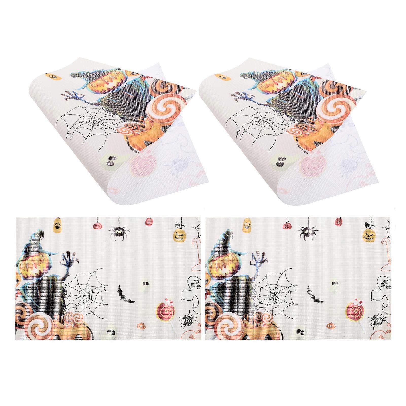 Unique Halloween-Themed Placemats 4Set Ideal For Family Gatherings Featuring Rectangular Shape