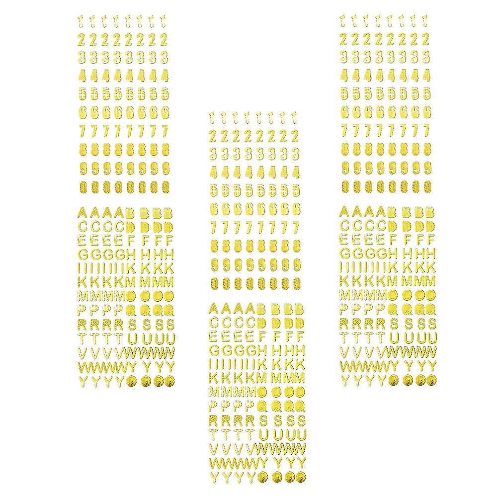 Rectangle Planner Number Stickers Beautiful Golden Decor For Friends Party 18x9.5cm DIY 6 Sheets