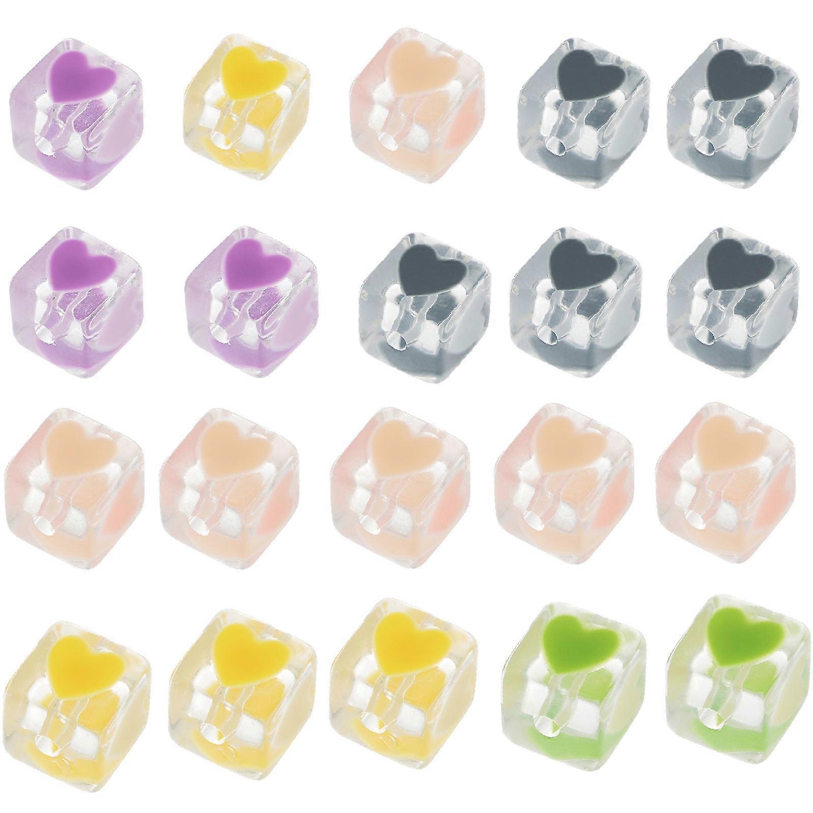 20Pcs Assorted Cube Acrylic Beads For Craft Enthusiasts Jewelry Making 1.4X1.4CM Perfect For Family Fun