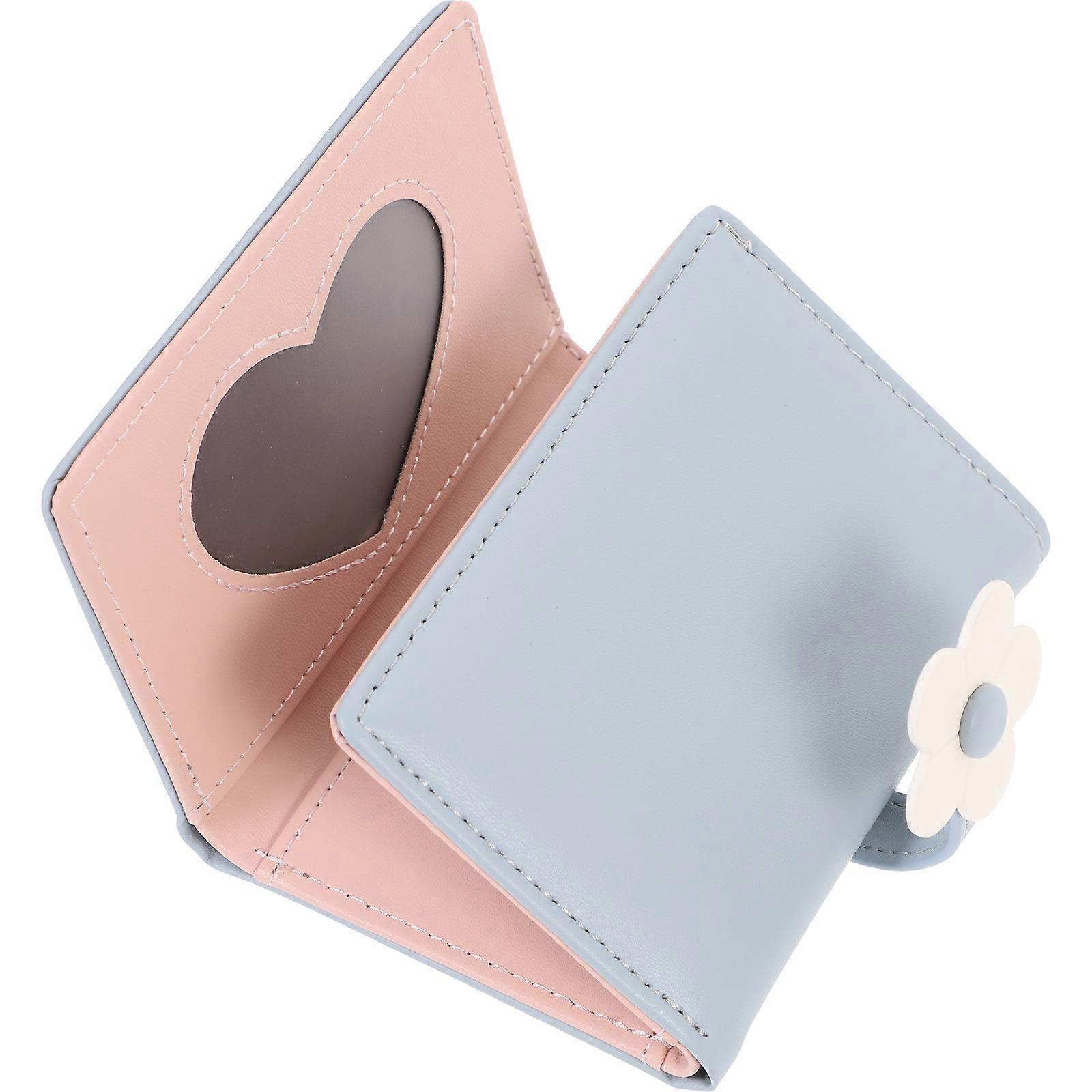 Small Flower Wallet for Women Fold PU Card Holder Coin Purse Skyblue