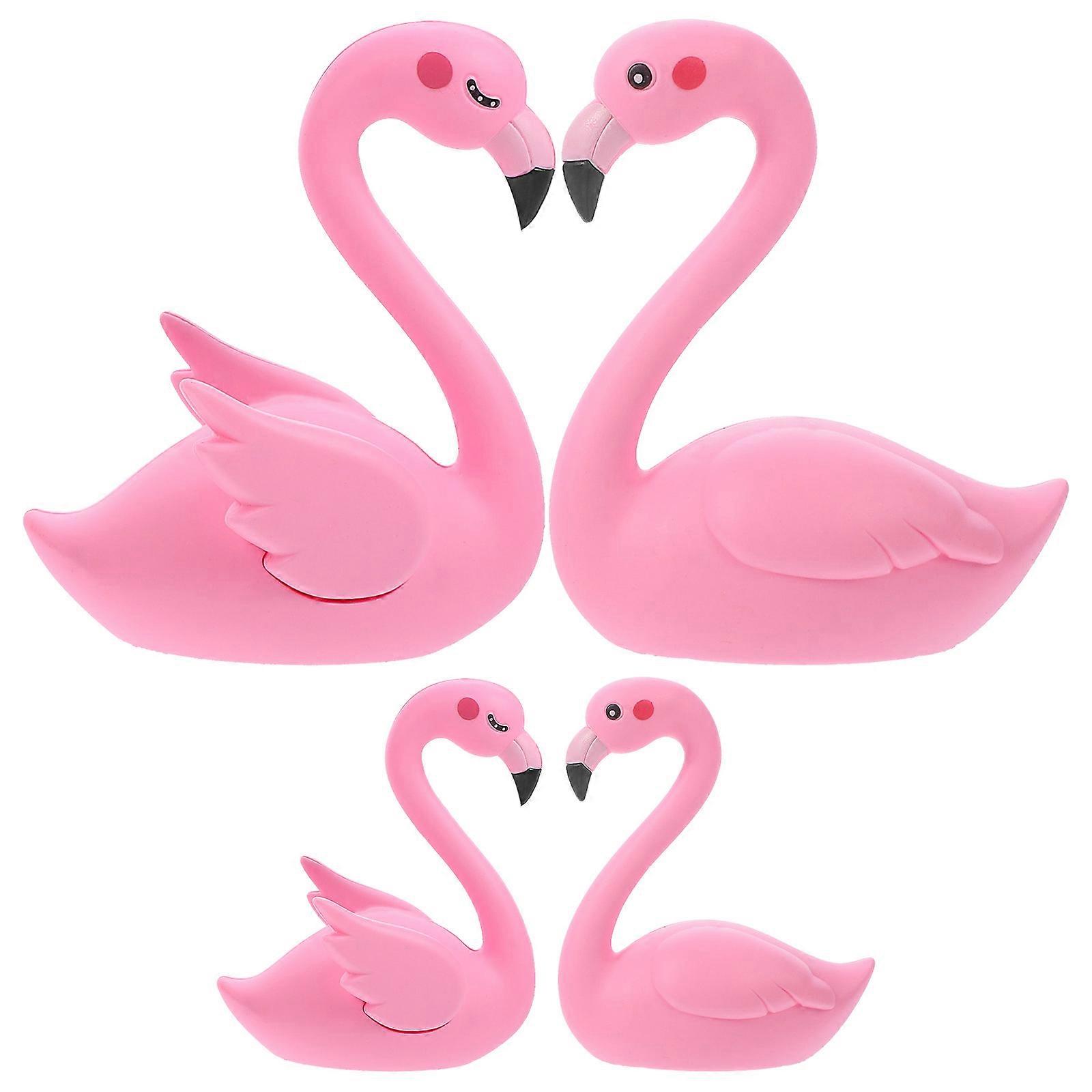 Adorable Pink Flamingo Cake Topper Vinyl Ornament for Decoration Perfect for Parties and Events 4Pcs