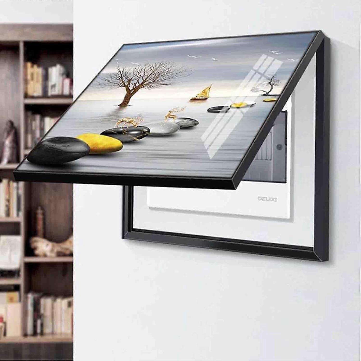 Decorative Cover for Electric Meter Box Hide Fuse Box with Picture Frame Counter Box Decor Cabinet Pictures for Hanging, 10.60 x 50 cm 60x50cm 10