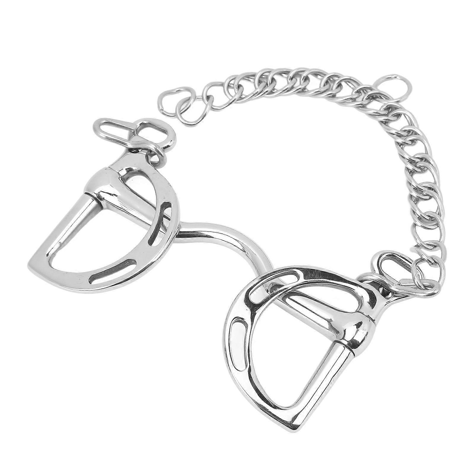 D Ring Horse Bit rustfrit stål hestemund snaffle bit med kæde til 135mm hestemund