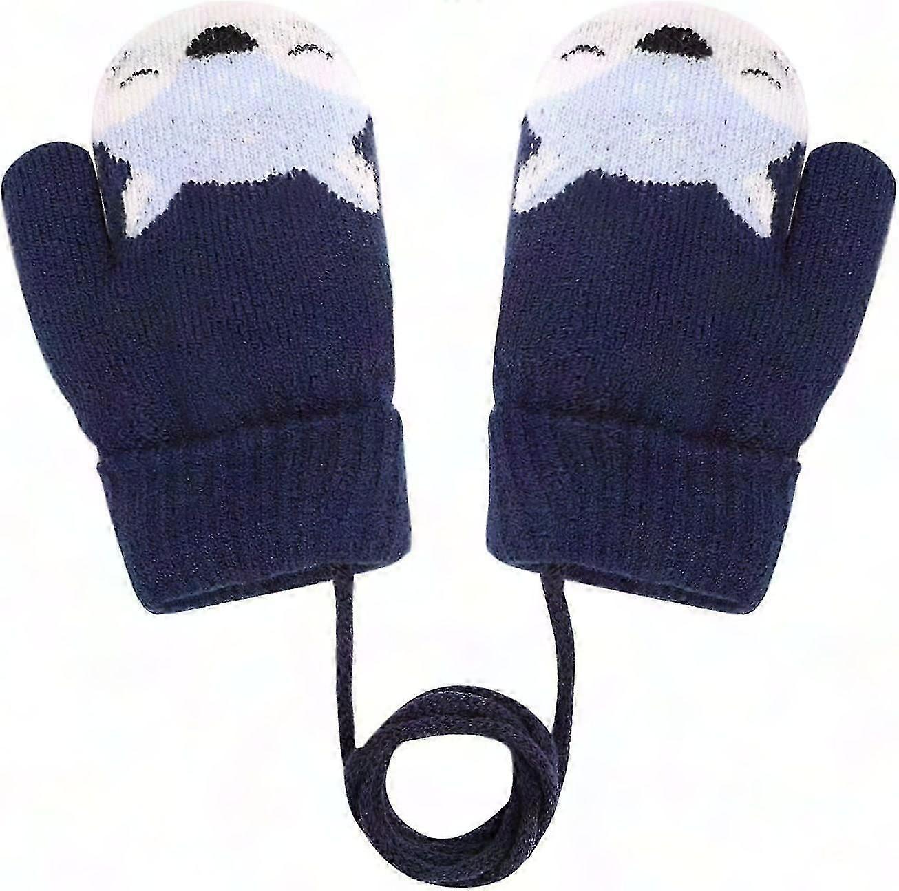 Kids Winter Warm Knit Magic Mittens for 1-3 Years Old - Dark Blue