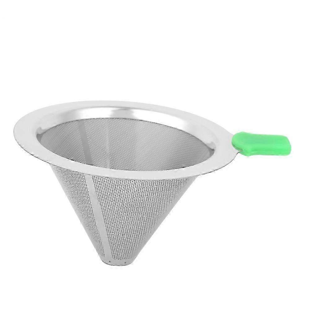 Double Layer Stainless Steel Reusable Drip Filter Coffee Maker Funnel - Eco-Friendly Brewer for 1-2 Cup Servings