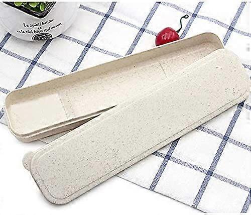 Beige Travel Flatware Box - Utensil Storage Case