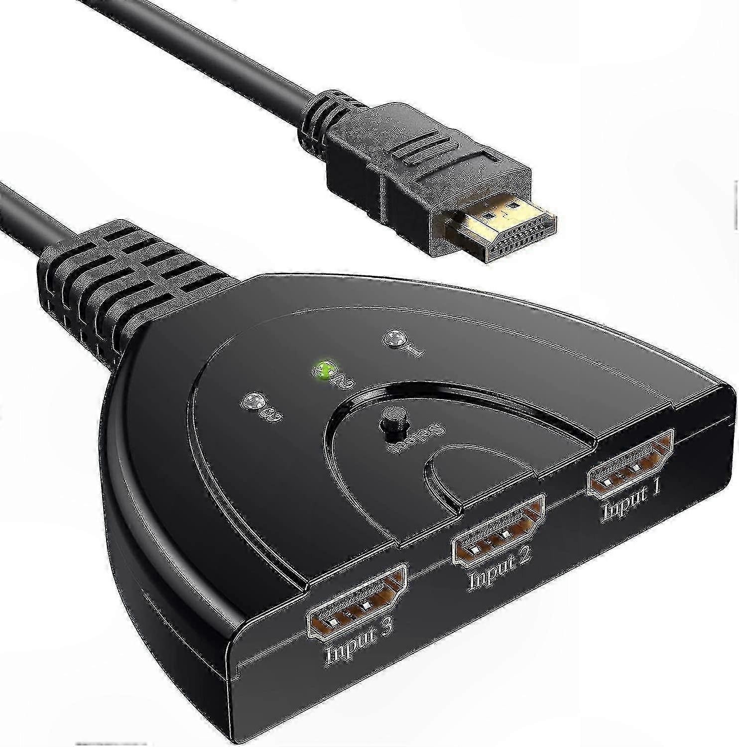 3-Port HDMI Switch with 1 Output for Multiple Devices Connection