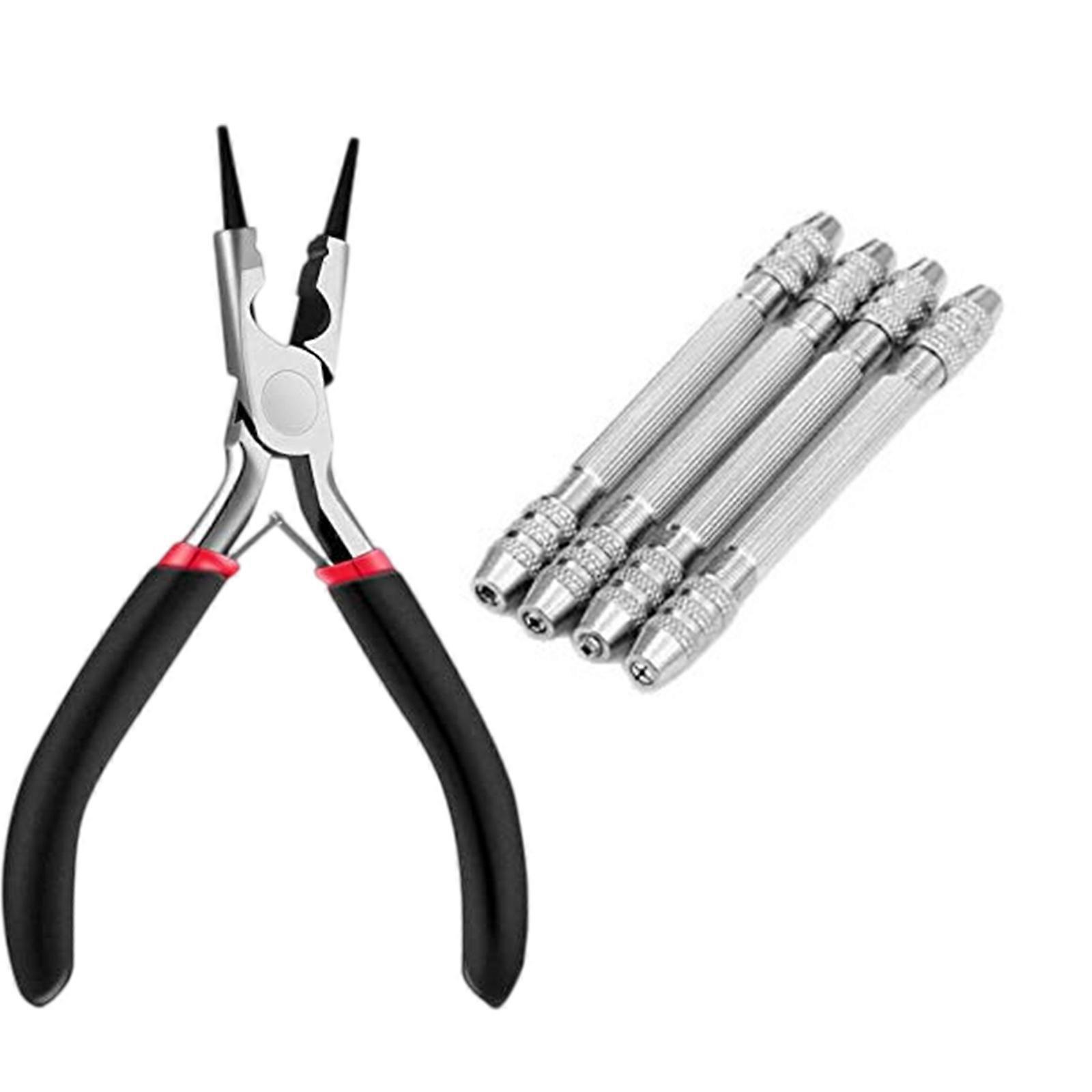 Double End Hand Drill Jewelry Making Set for Wire Twisting and Metalworking with Carbon Steel Bit Multicolor