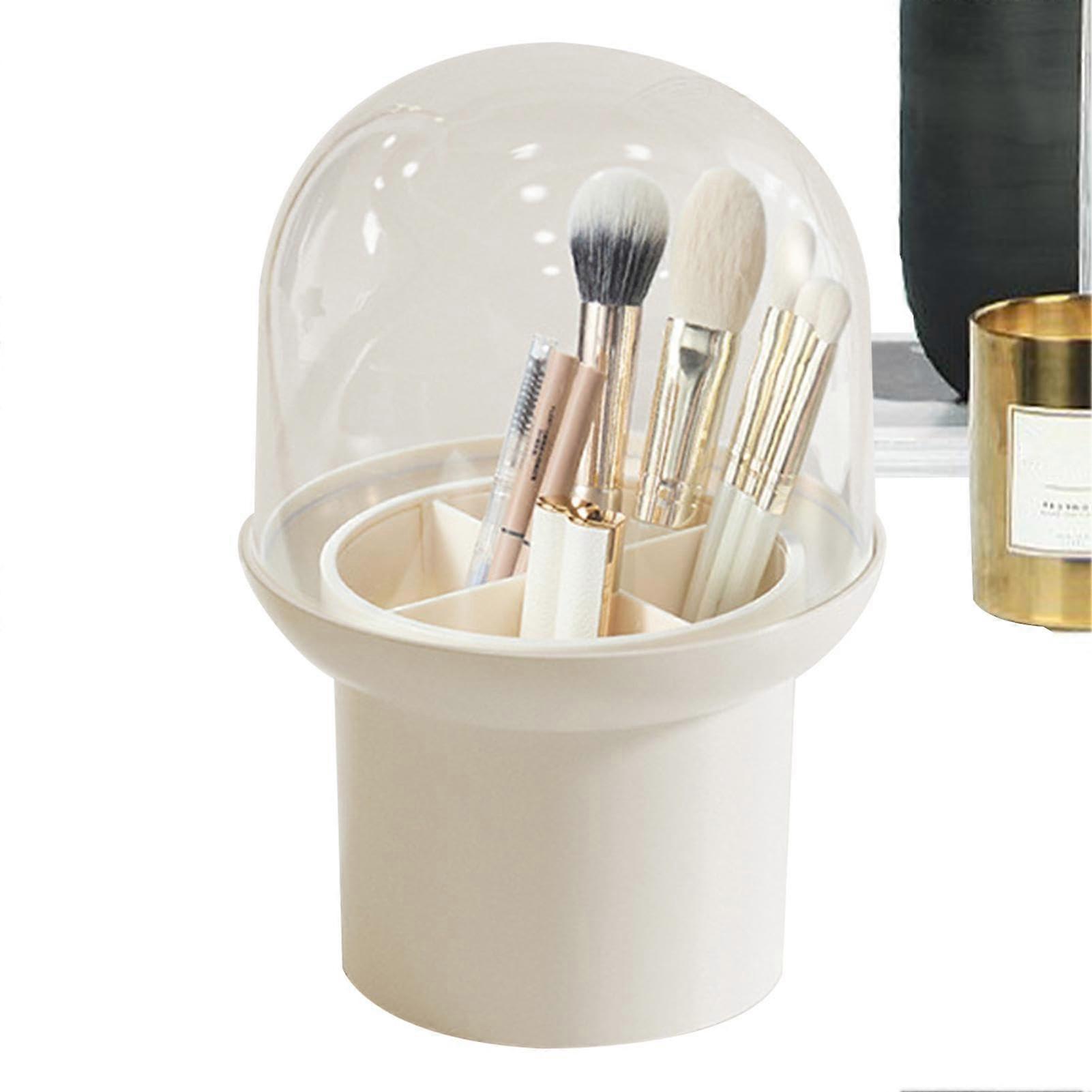 Makeup Brush Holder With Lid Dustproof Cosmetic Storage Box White Brush Organizer For Makeup Tools