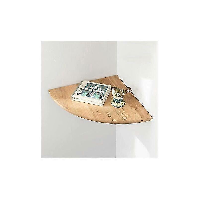 Rustic Oak Floating Corner Shelf with Rounded Ends for Speakers, Books, Decorative Items & Bathroom Storage, Solid Oak Wood