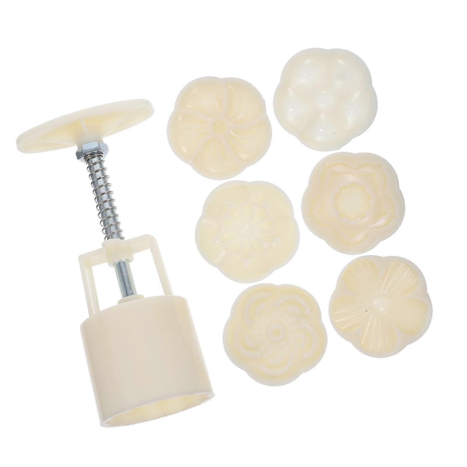 Cake Moulds Moon Cake Press Maker Mid-Autumn Festival Abs Assorted Color Stamping 1 Set