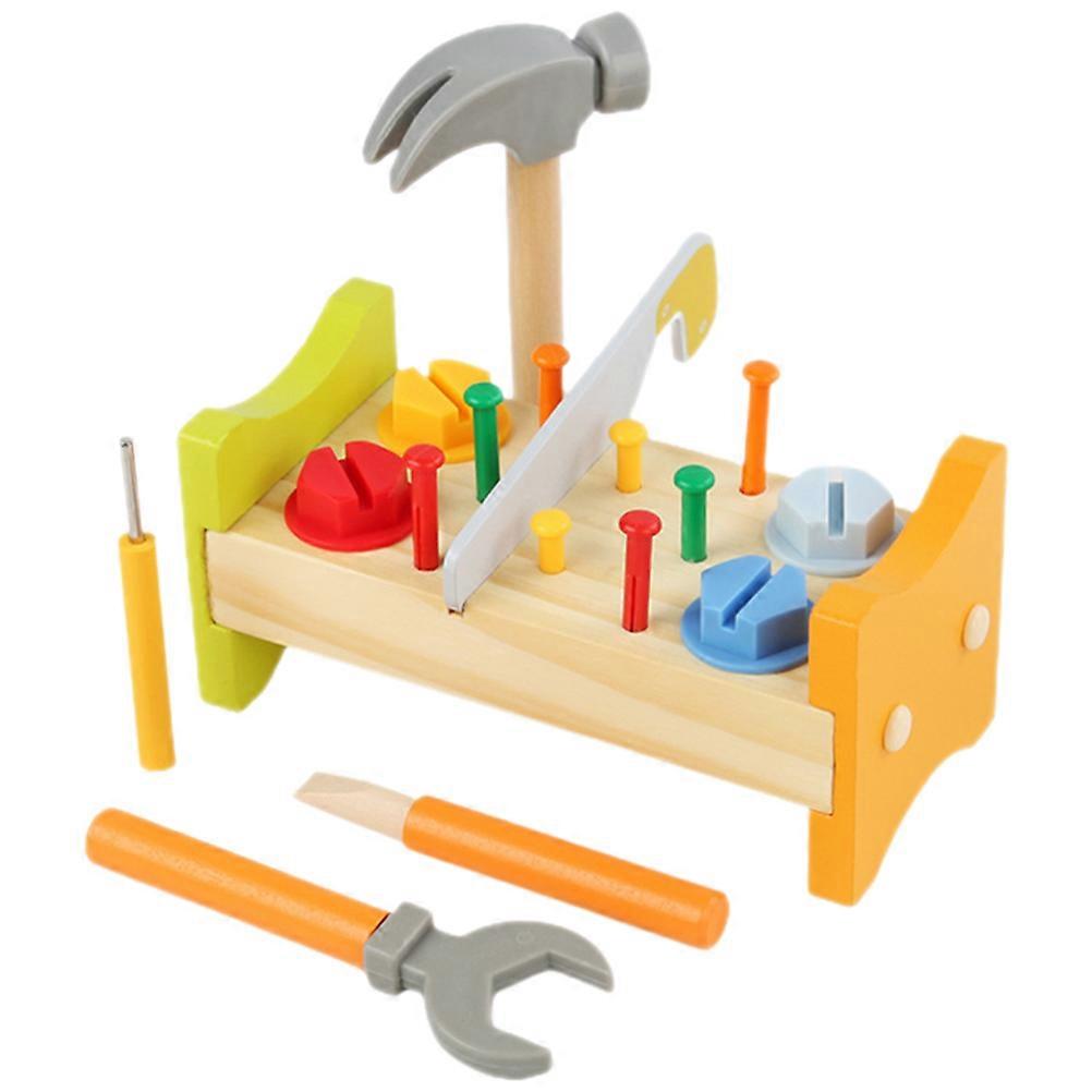 Wooden Toy Hammer Set for Kids Playing Educational Tool Table with High-Grade Plastic and Wood
