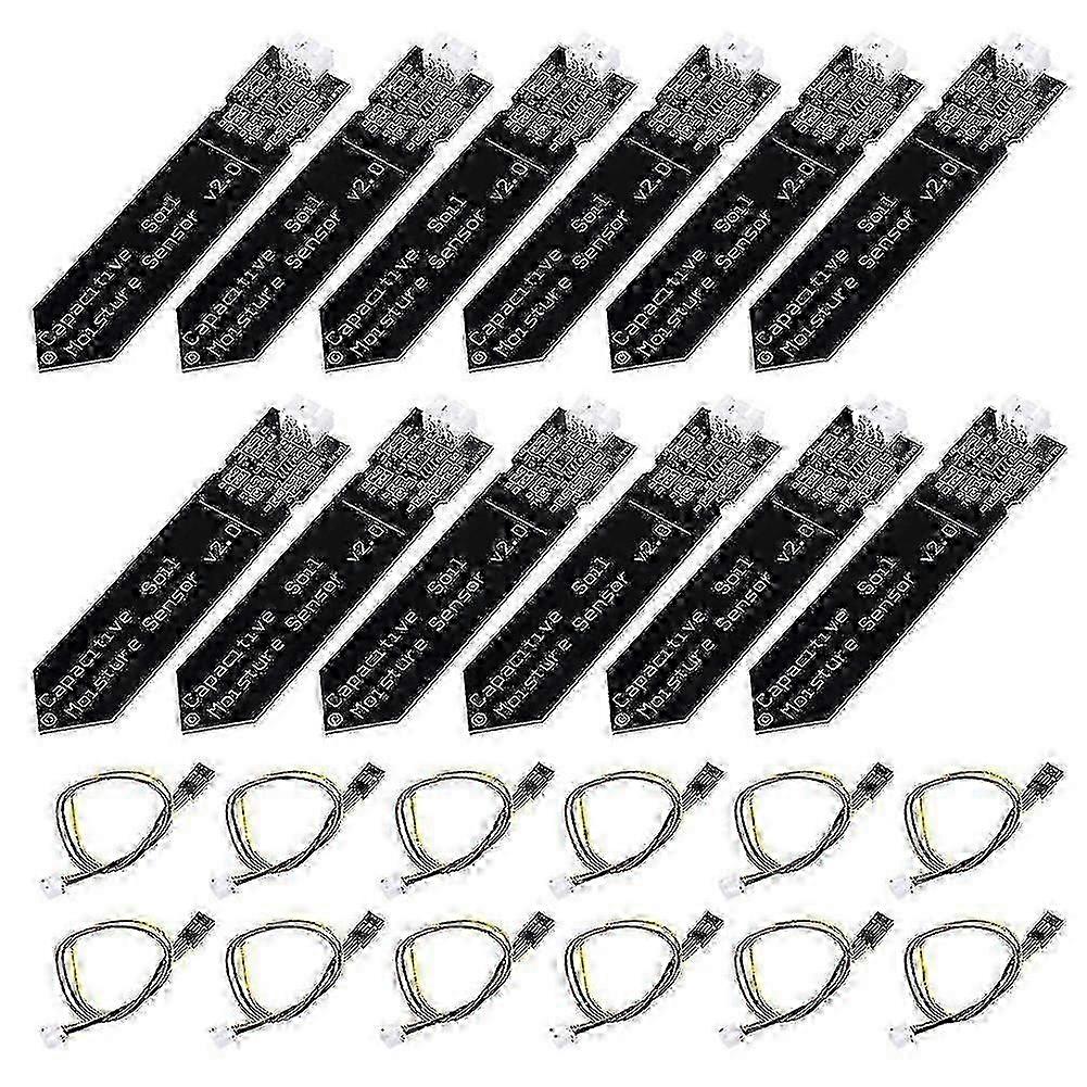 12pcs Capacitive Soil Moisture Sensor Module 3.3-5.5v 3-pin With Gravity Wire Corrosion Resistant For Arduino