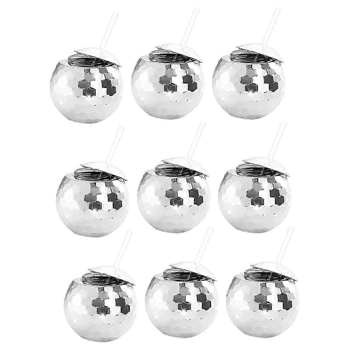 9 PCS Disco Ball Cups, 20 OZ Disco Cups with Straws and Lid