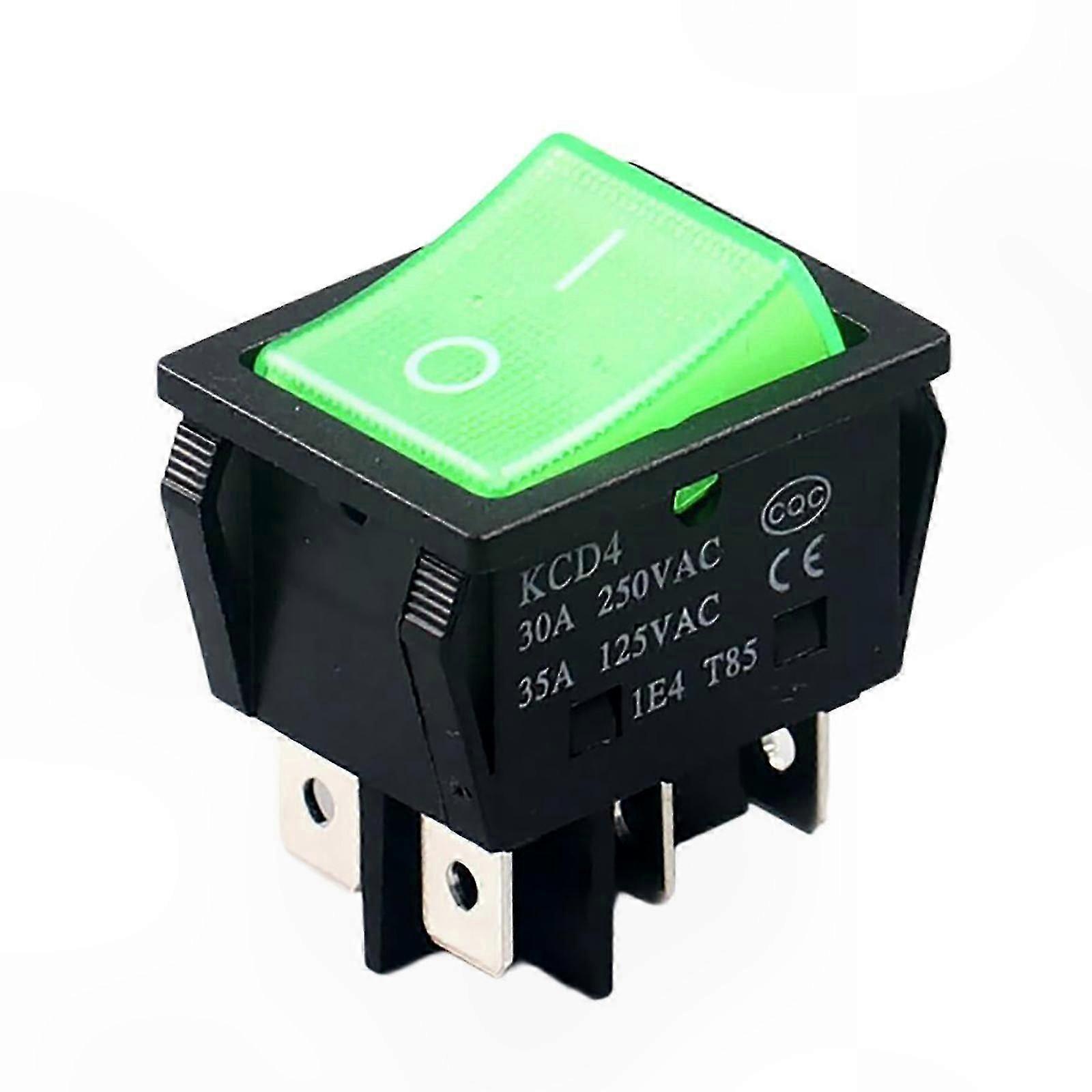6-Pin 2-Position Marine Rocker Switch with LED Indicator - 30A 250VAC Power Toggle for Easy Installation