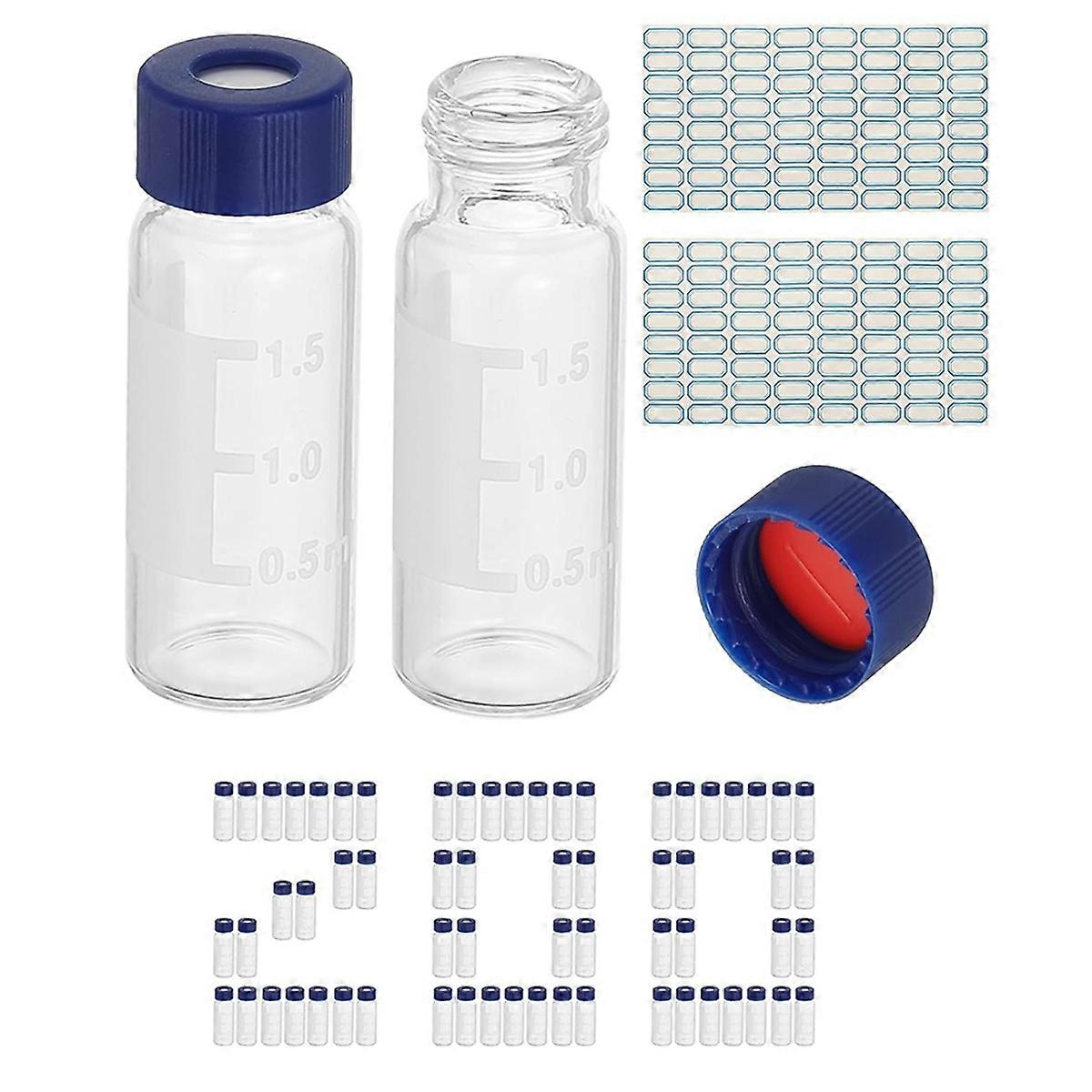 2ml Autosampler Vial, 200Pcs Pre-Slit Septa HPLC/ Vials 9-425 Lab Clear Vials Sample Vial Screw Cap