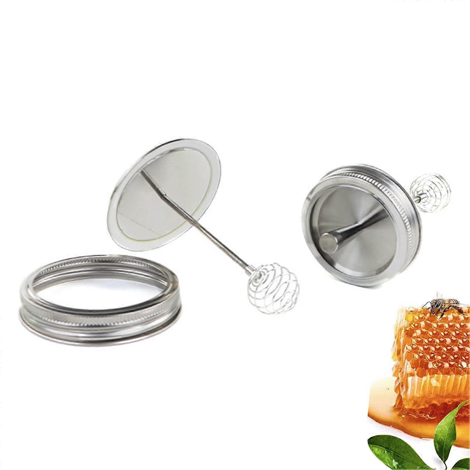 Mason Jar Lids, Honey Dispenser, Stainless Steel Detachable Dipper Lid With Honeycomb Cover, Regular Mouth 70 mm
