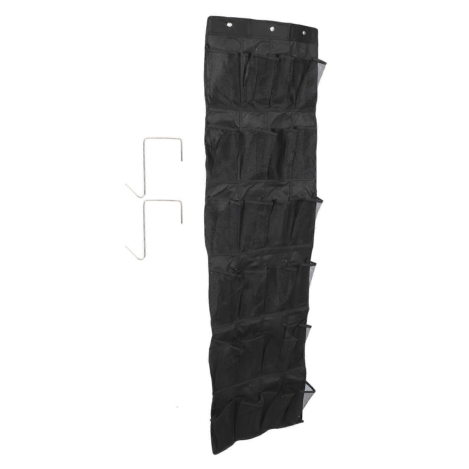 Black Hanging Storage Bag for Shoes and Accessories Made of Nonwoven Fabrics 24grid
