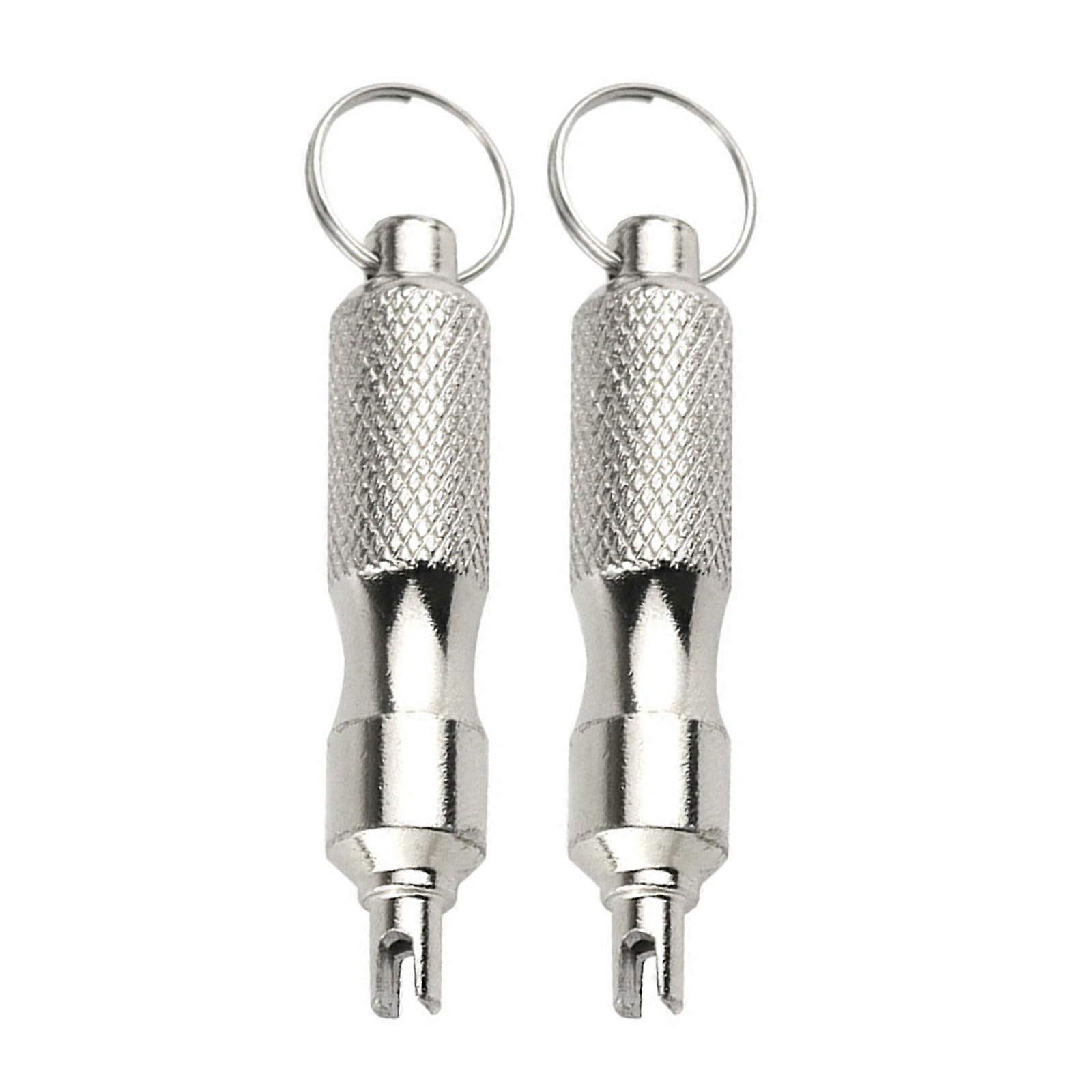 Valve Core Driver Stainless Steel Portable 2Pack Tire Valve Core Remover Tool Key Ring Anti Rust