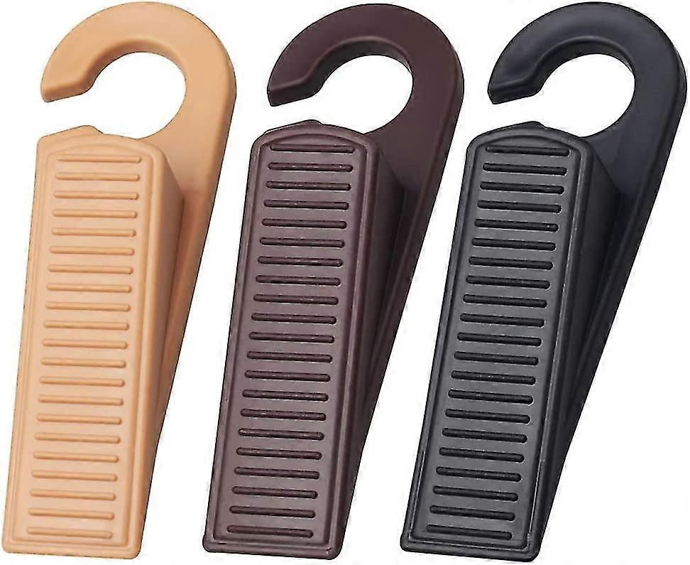 Door Stopper Wedges, Rubber Hook Door Stopper Door Wedge Holds Doors Open And Prevent The Lock-outs, 3 Pack