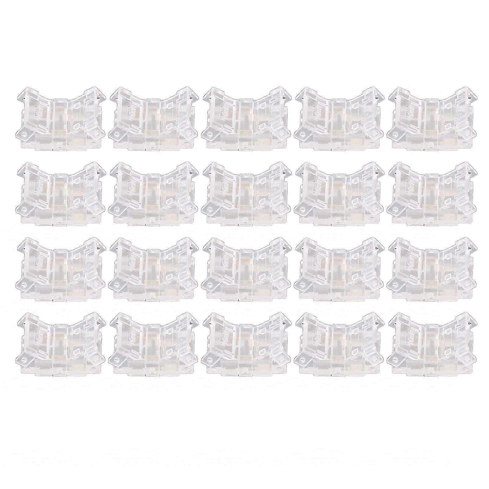 20PCS LED Strip to Wire Connector 2 Pin Transparent Solderless Gapless LED Adapter Connectors
