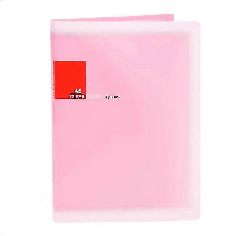 For Plastic A5 Paper 20 Pockets File Document Folder Holder Pink