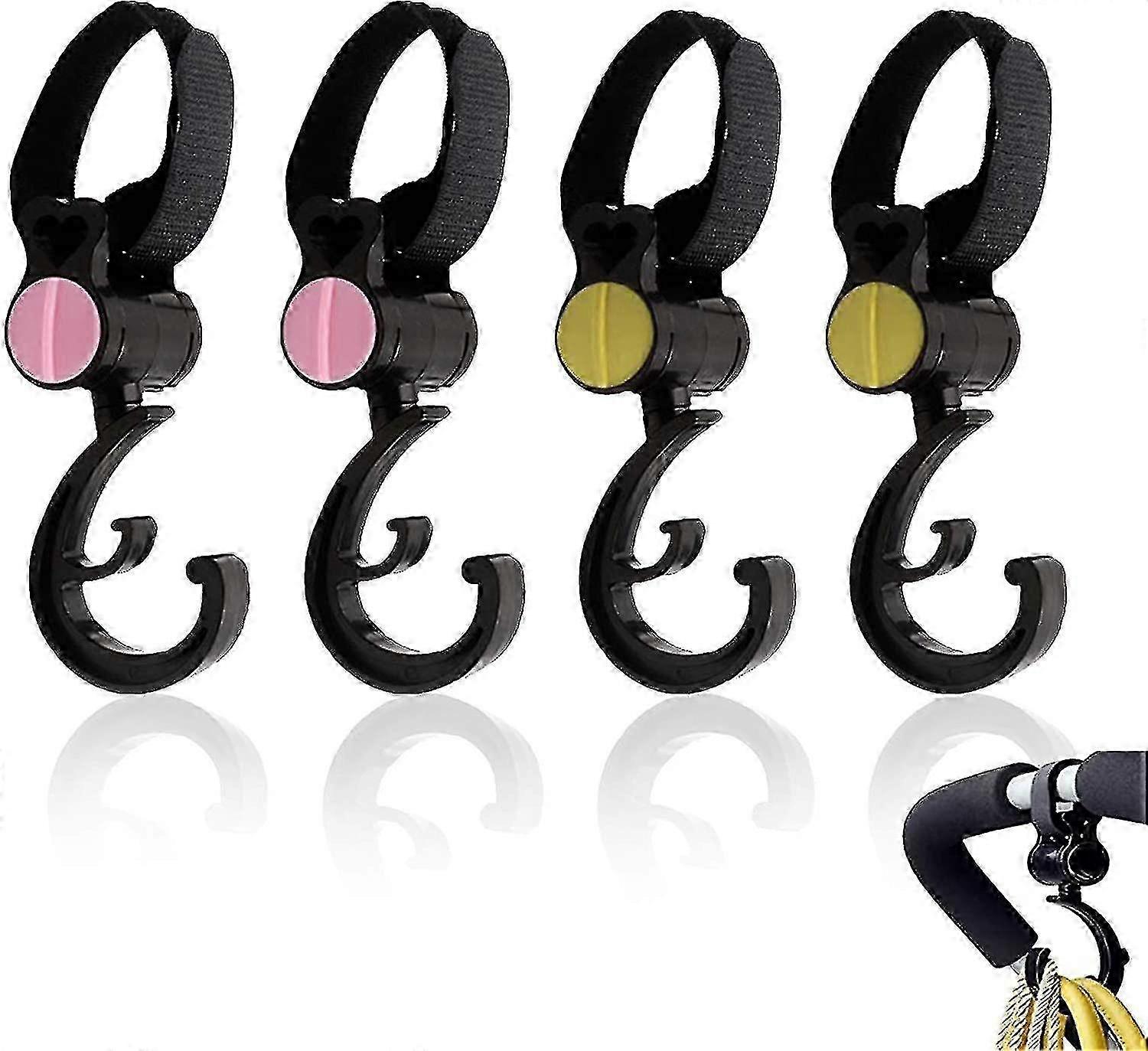 2025 4 Pieces Stroller Hooks 360 Rotatable Bag Hooks Abs Stroller Hooks Universal