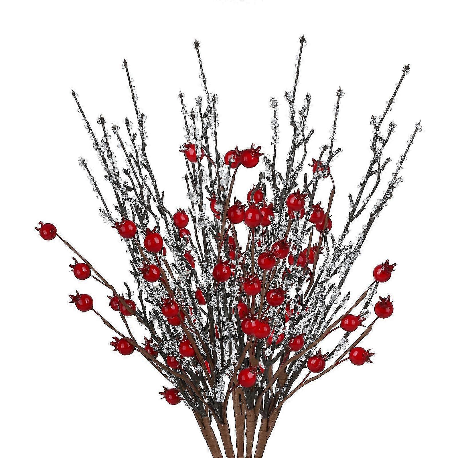 Artisanal Christmas Tree Decorations, Lifelike Artificial Red Berry Stems Flexible Wire For Adorning Festive Spaces, Suitable For DIY Craft Berry