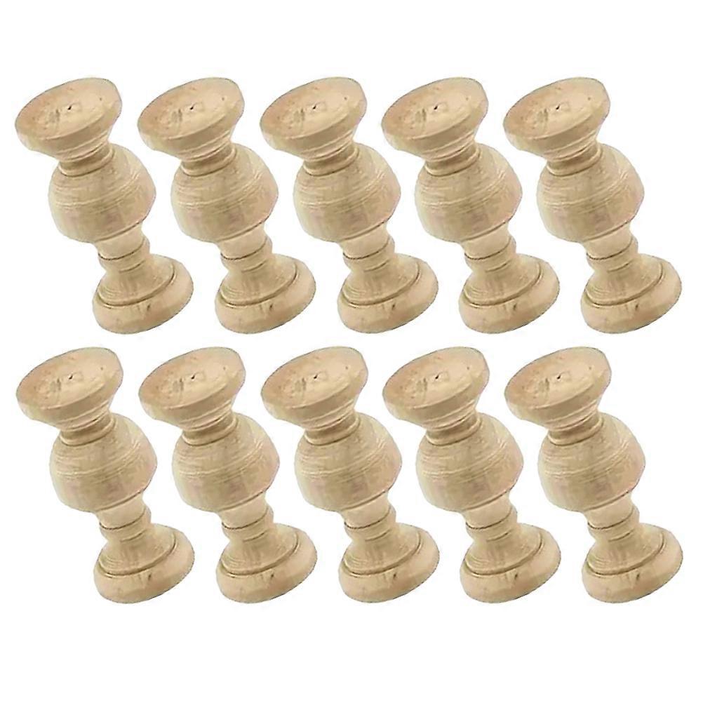 Decorative Baluster Spindles 10Pcs Khaki Solid Beech Durability for Decoration