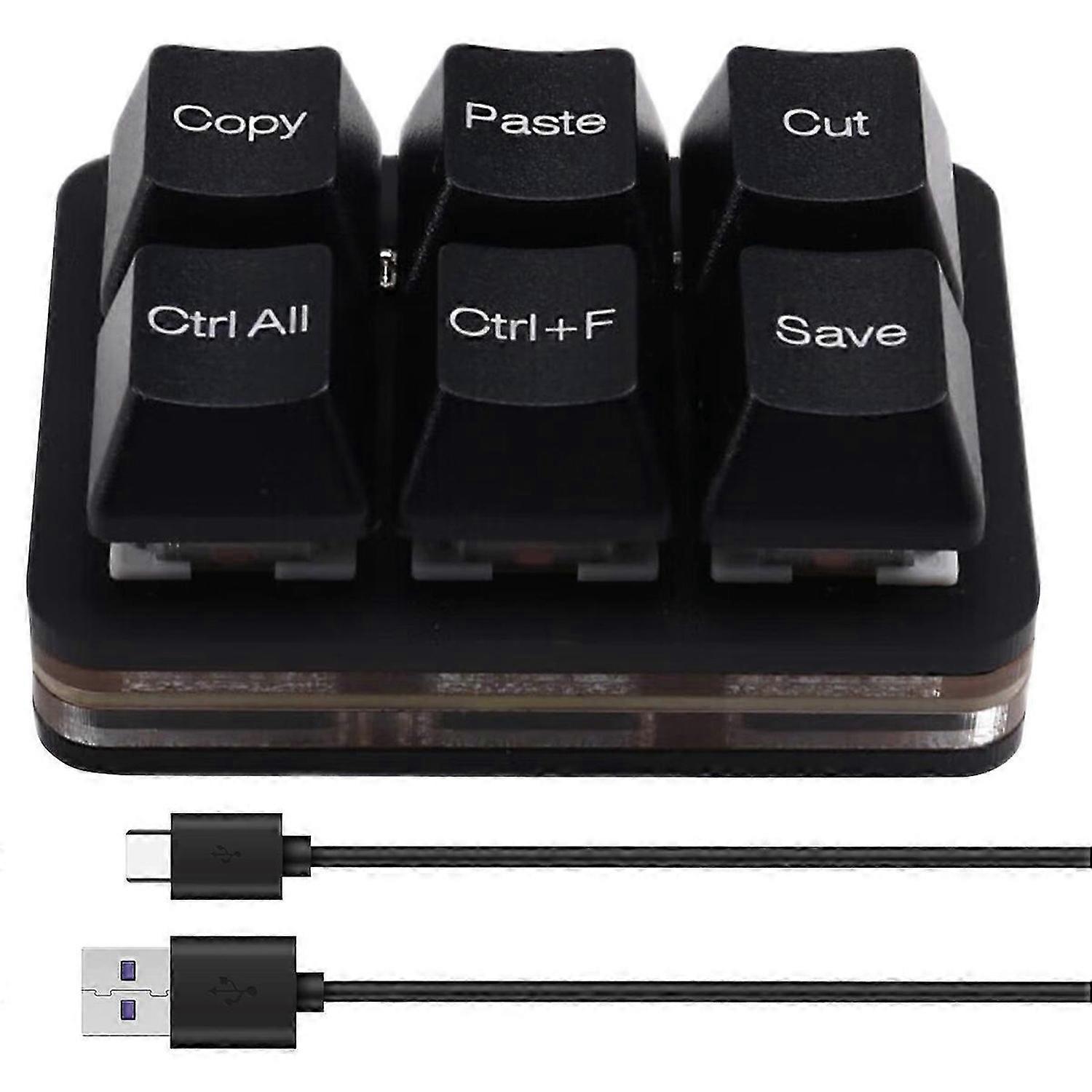 6Keys Copy Paste Search Save Cut Keyboard One Handed OSU Keypad Black