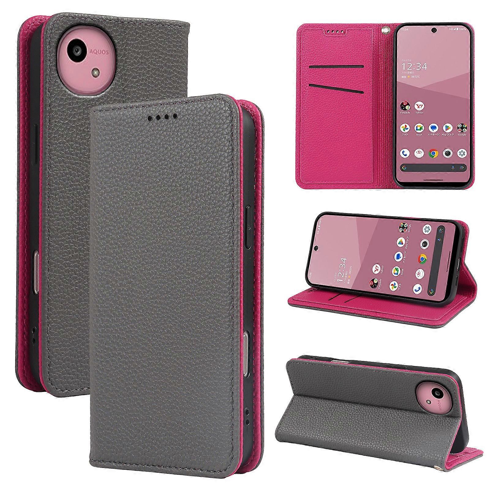 R10 Litchi Texture Two-Color Strong Magnetic Phone Case for Sharp AquosWish 5 Wallet Flip Case