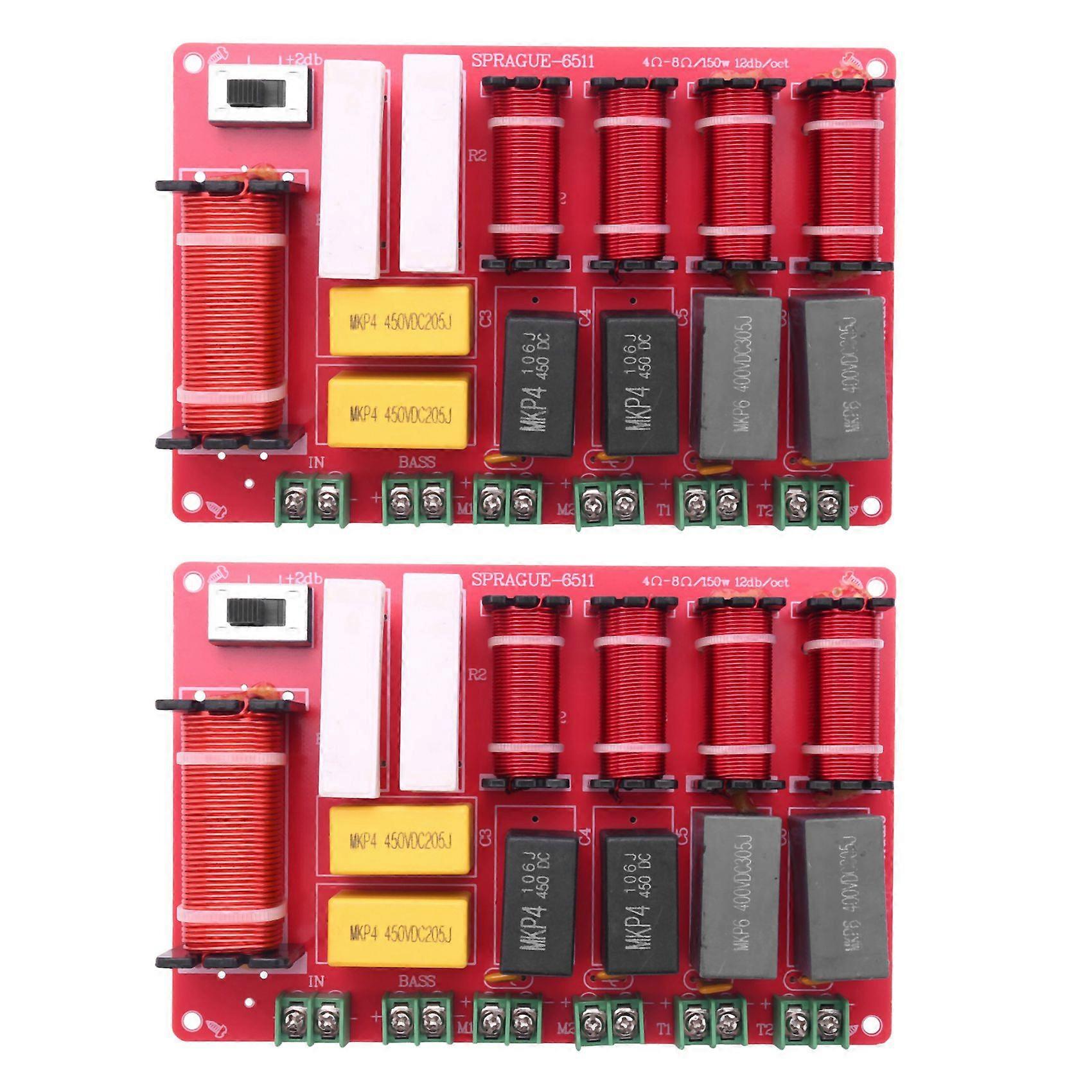 2X 300W 5 Way Speaker Audio Frequency Divider 2 Tweeter 2 Middle+ 1 Bass Speaker Crossover for Home