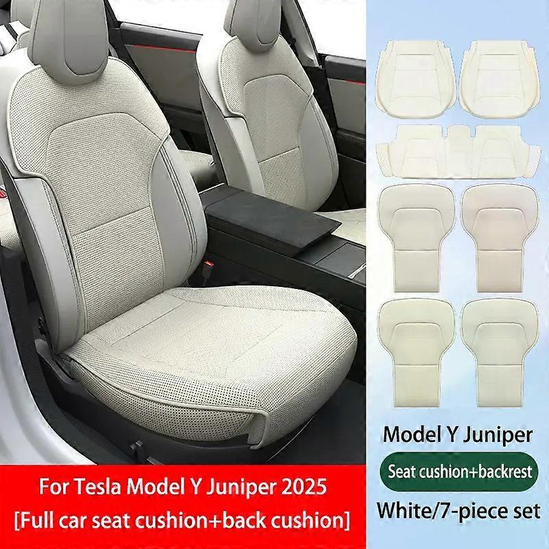 For Tesla ModelY Juniper 2025 PU Seat Cushion Ventilation Comfortable, Four Seasons Universal Split Single Sitting Back row Set