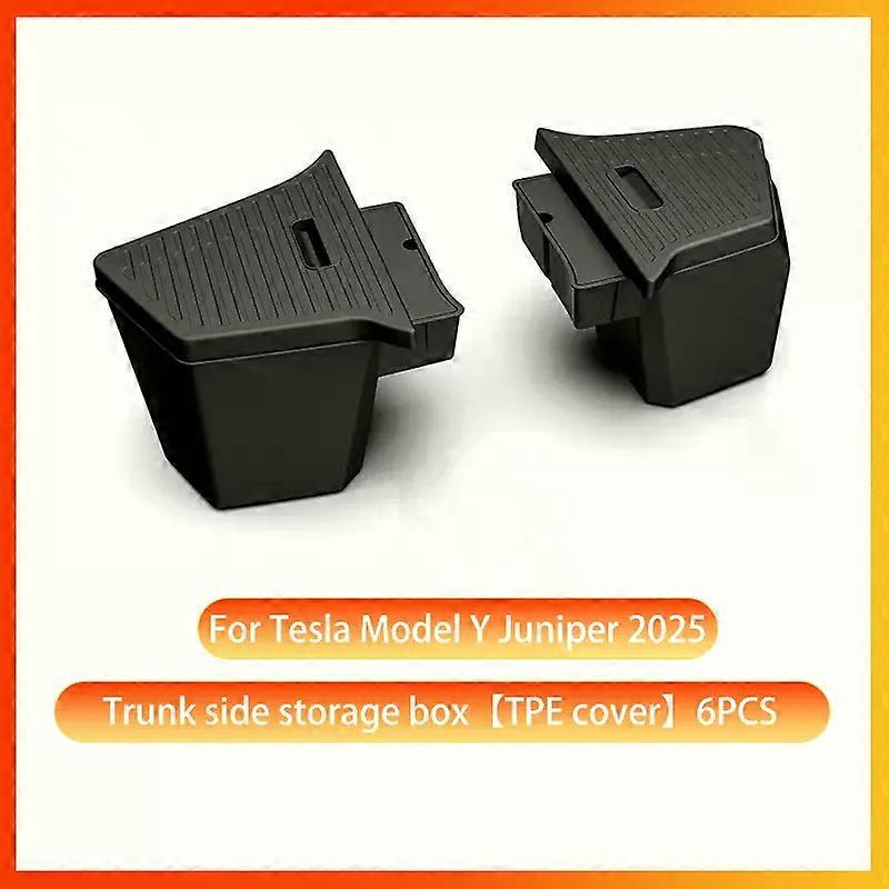 For Tesla Model Y New Juniper 2025 Car Trunk Side Storage Box Flocking/TPE Cover Mat Partition Board Stowing Space Decoration