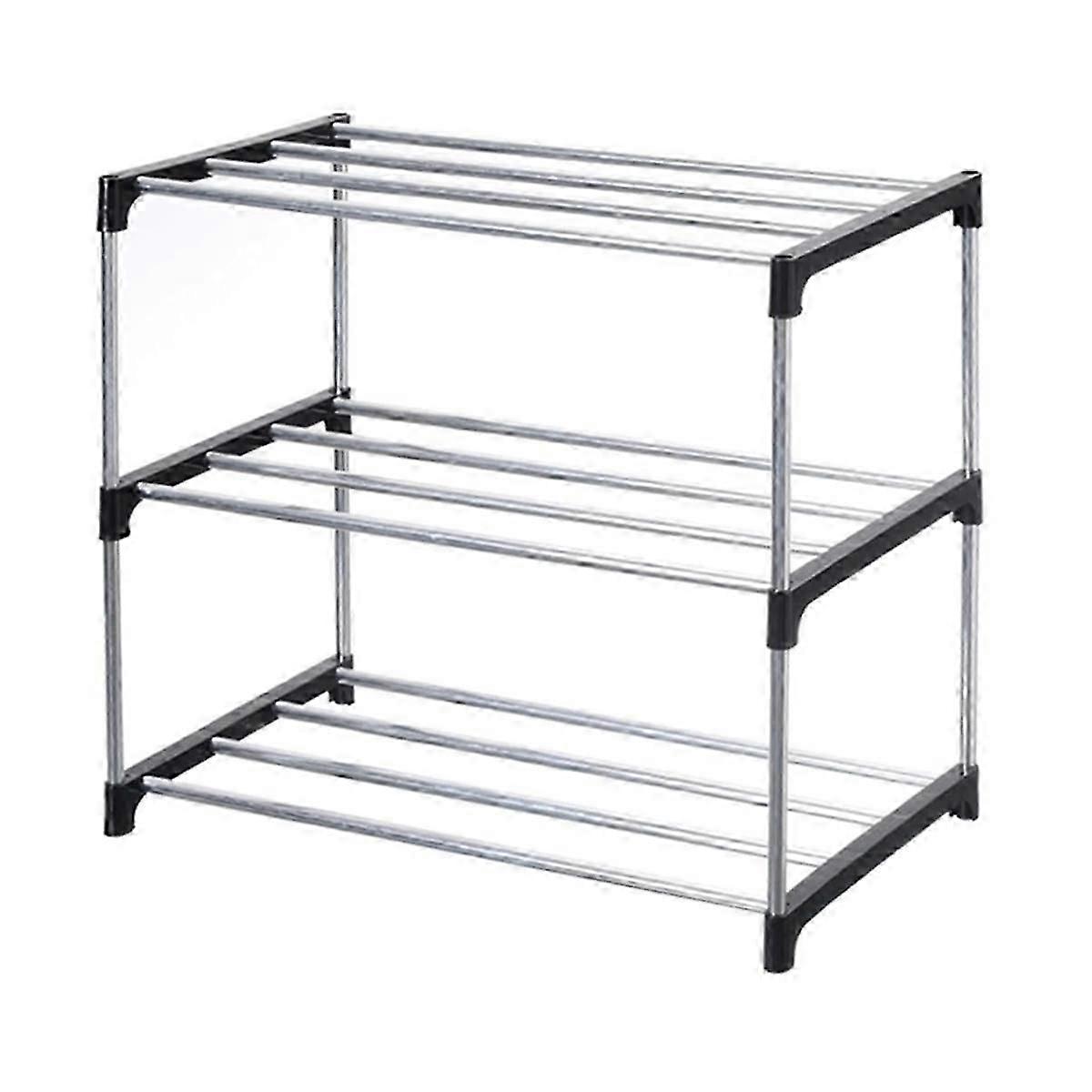 Stackable Small Shoe Rack, Entryway, Hallway and Closet Space Saving Storage and Organization (3-Ti