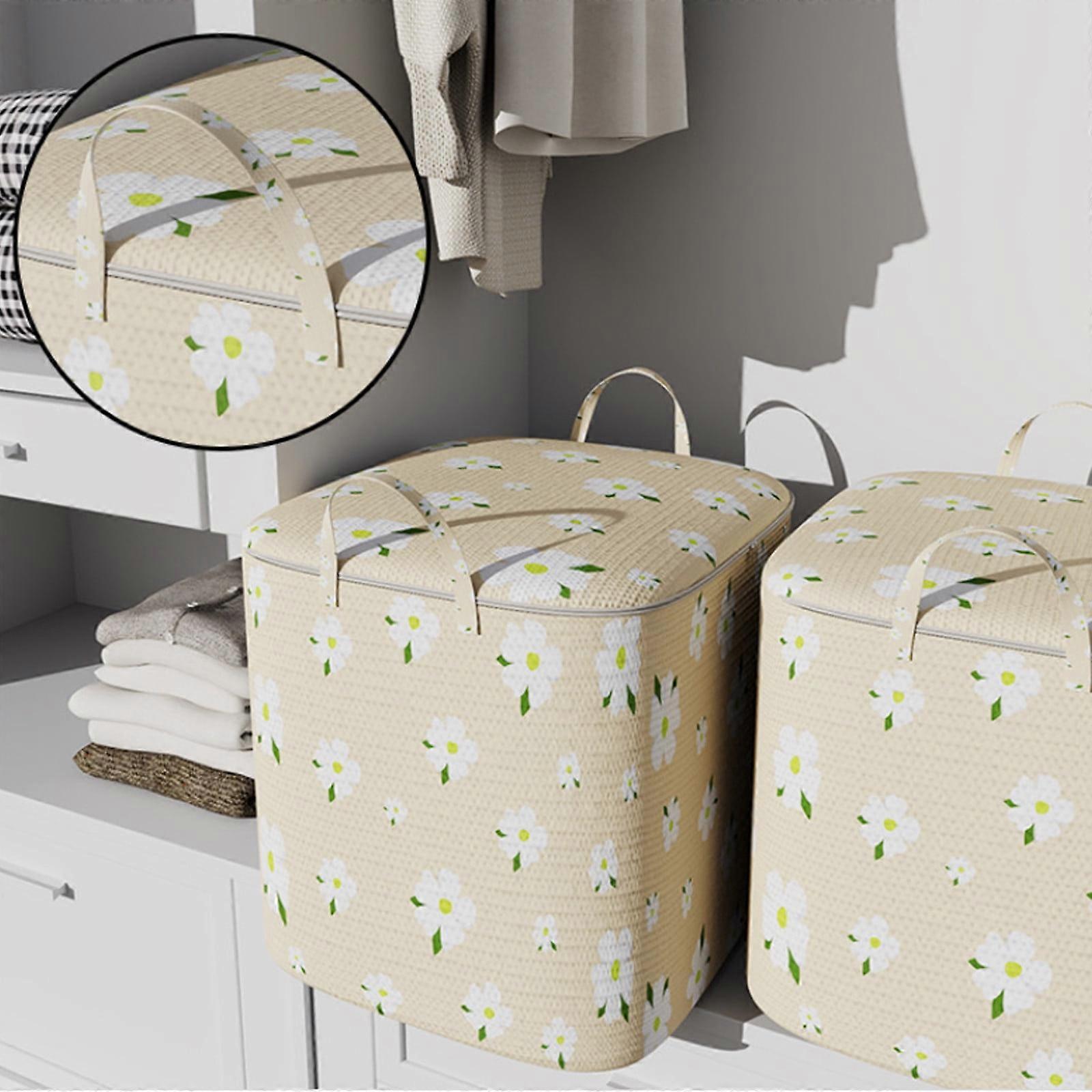 Wtgtog Large Capacity Storage Bag 60x50x50cm, Reinforced Handle & Sturdy Zipper, Foldable for Comforters, Blankets - Yellow