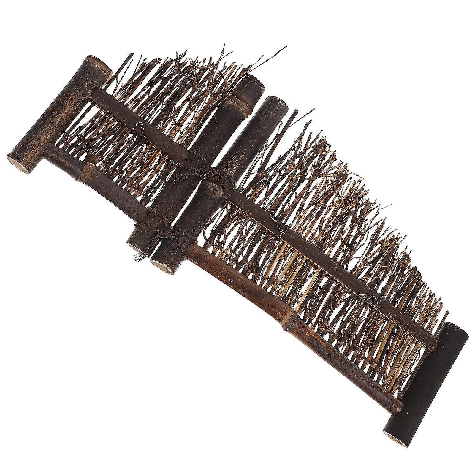 Mini Fence Garden Ornament for Bonsai Display 2Pcs Dark Brown Bamboo
