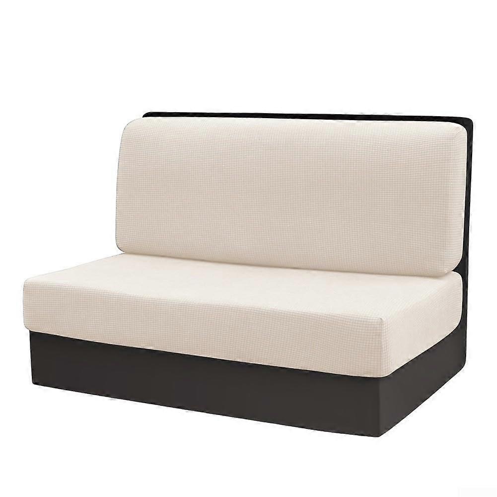 RV Camper Trailer Booth Seat Cover Set 2Piece Sofa Protector Cushions Removable Washable With Elastic Bands Beige