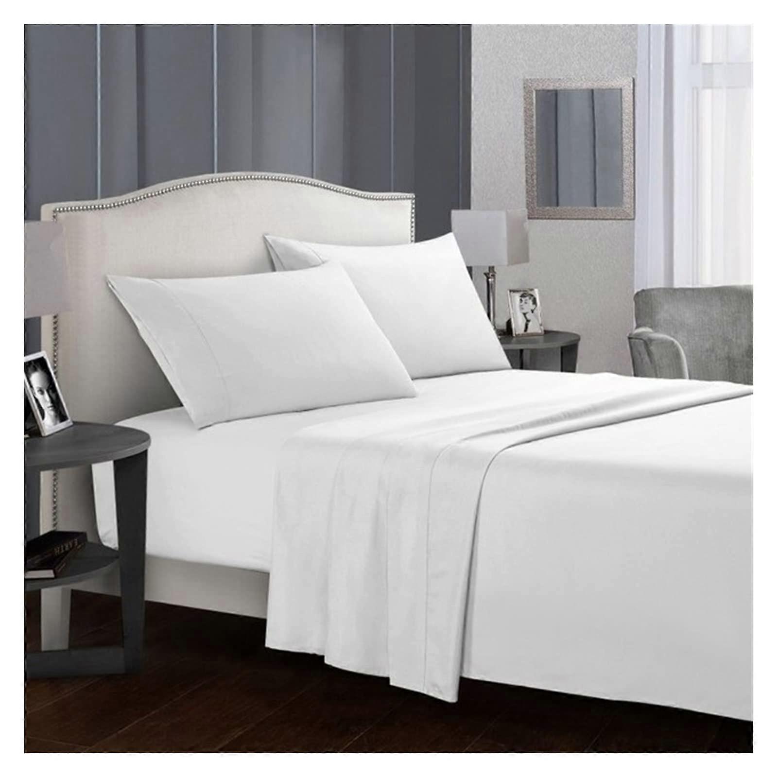 Pure Color Bedding Set Queen/King Size Gray Bed Linens Flat Sheet Fitted Sheet Pillowcases 4 Pcs