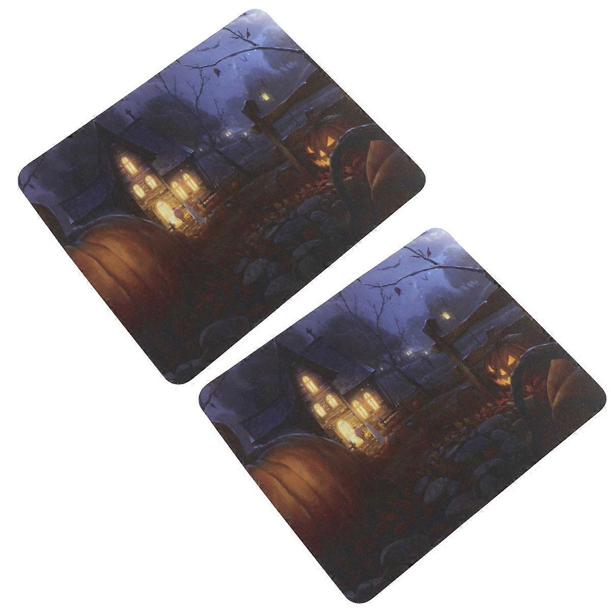 Halloween Themed Anti-Slip Mouse Mat For Gamers Rubber Material 11.79X9.82X0.12in 2Pcs