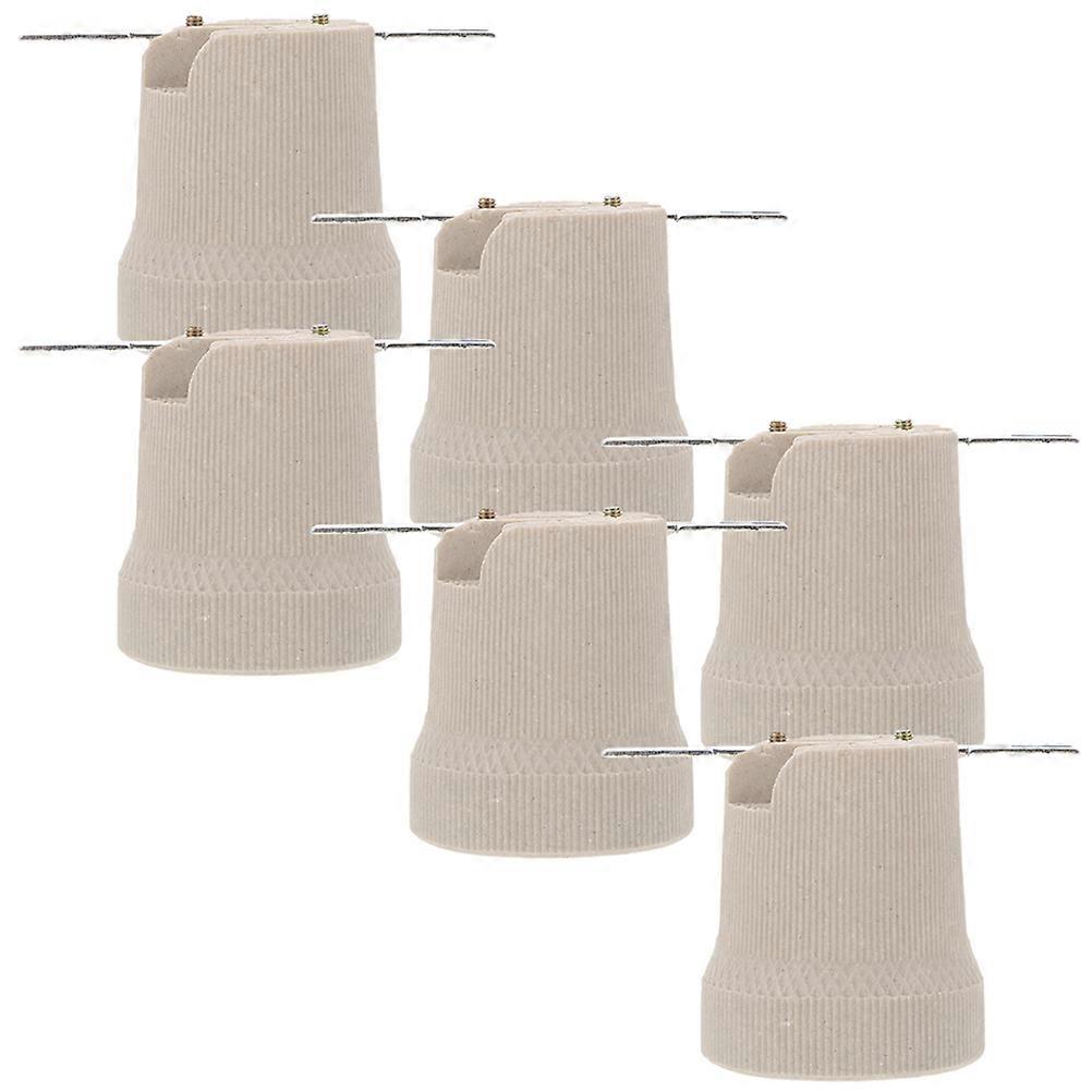 Round Shape E27 Bulb Light Base Holder For Home Decor In Beige Color 6Pcs