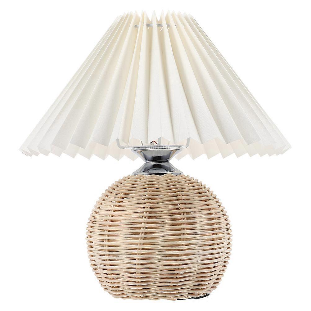 Rattan Table Lamp Bedroom Bedside Lamp with USB Night Light 2Pcs Set
