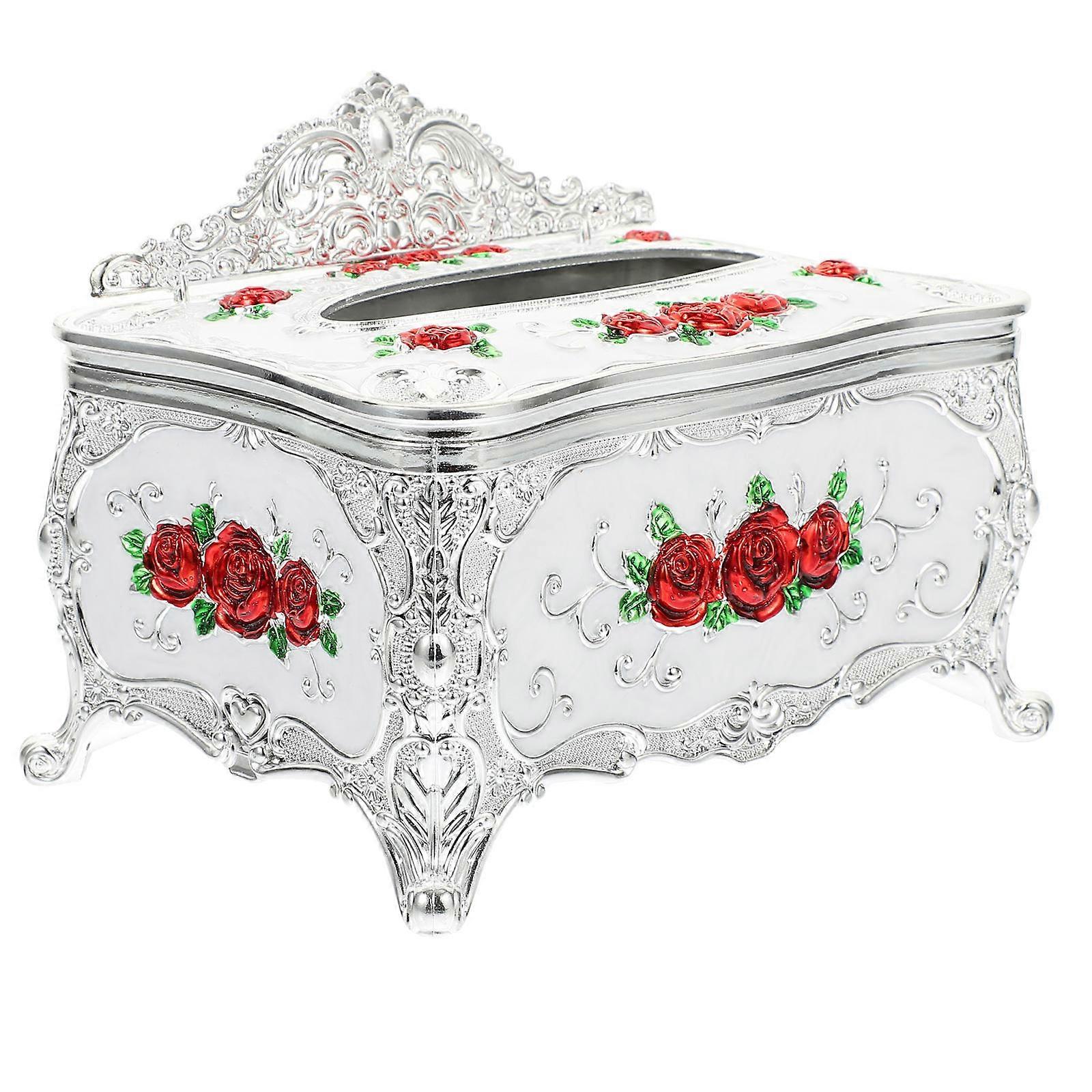 Silver Tabletop Napkin Box for Home Use with Tissue Holder