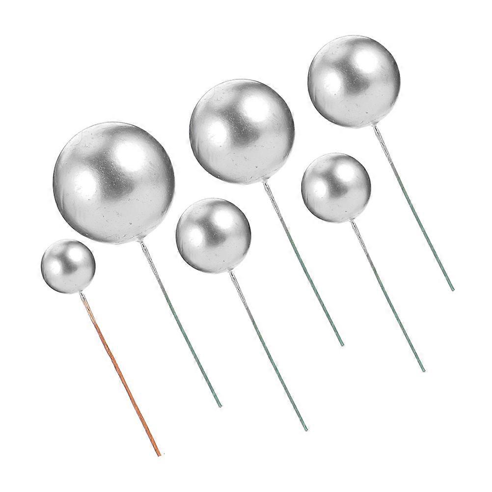 DIY Cake Insert Toppers For Party Cake Decoration 252Pcs Reusable Silver Balls