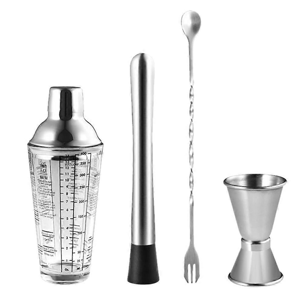 Bartender Shaker Bartending Set For Inviting Friends Mixing Drinks Stainless Steel 4Pcs