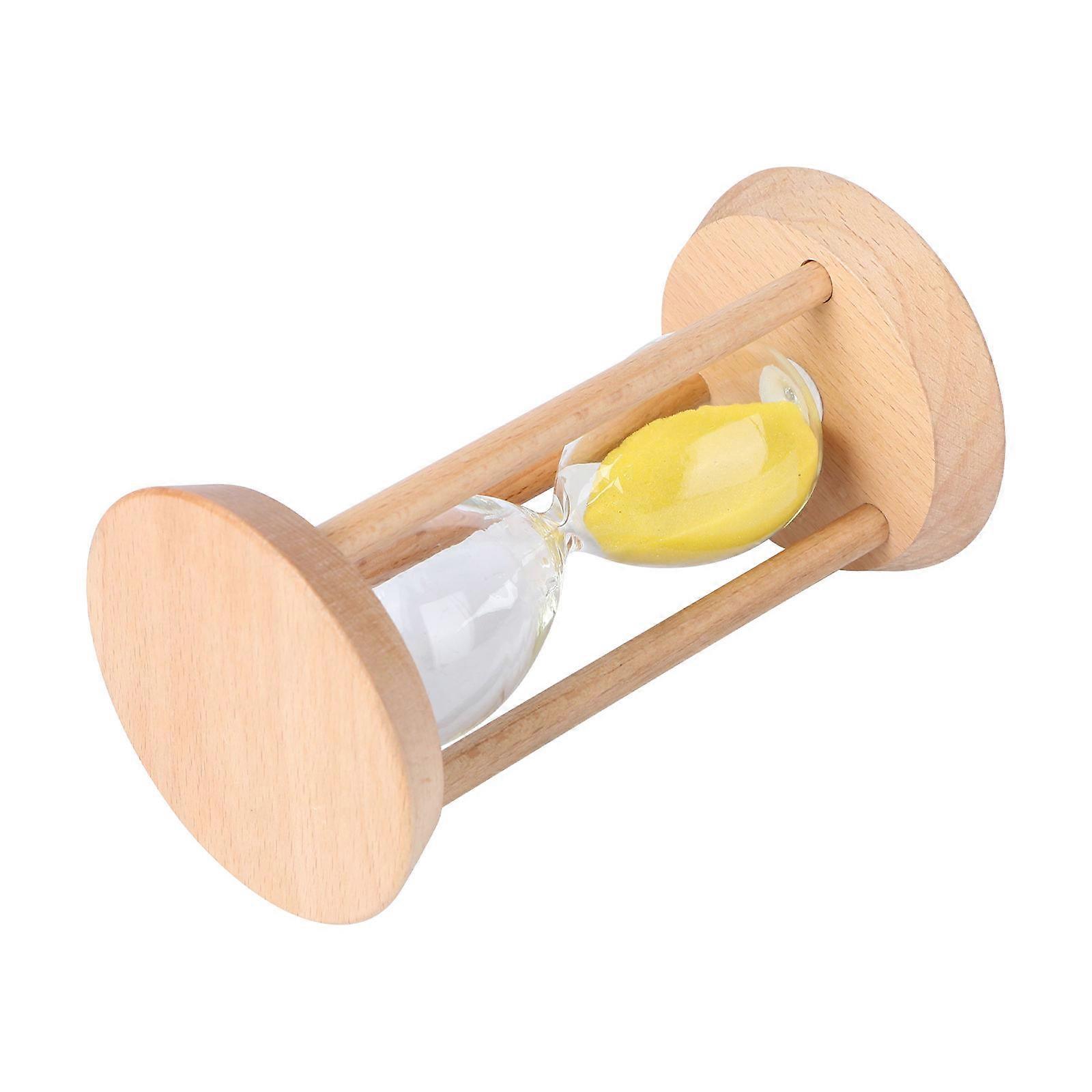 Yellow Wooden Hourglass Timer for Home Use with 2Pcs Decorative Pieces
