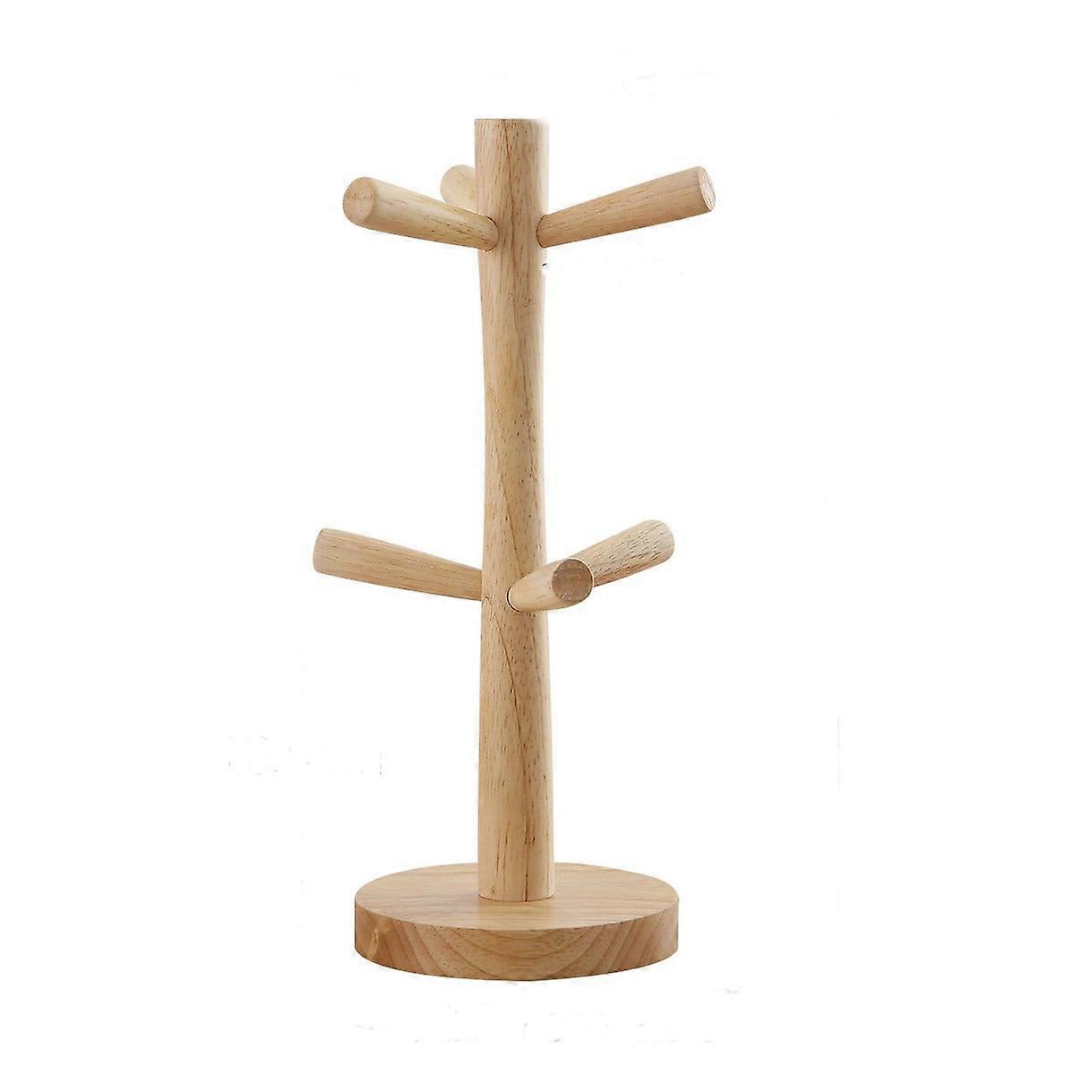 WRXMIJNHGSA With 6 Wooden Tree Tea Rack Hooks Coffee Mug Stand Hanger Cup Holder Removable Mug Organizer Rack