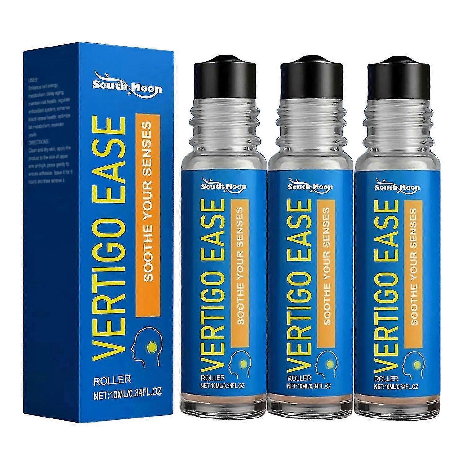 3X Vertigo Ease Roller 10ml Herbal Essence Roll-On for Dizziness Relief Portable Essential Oil
